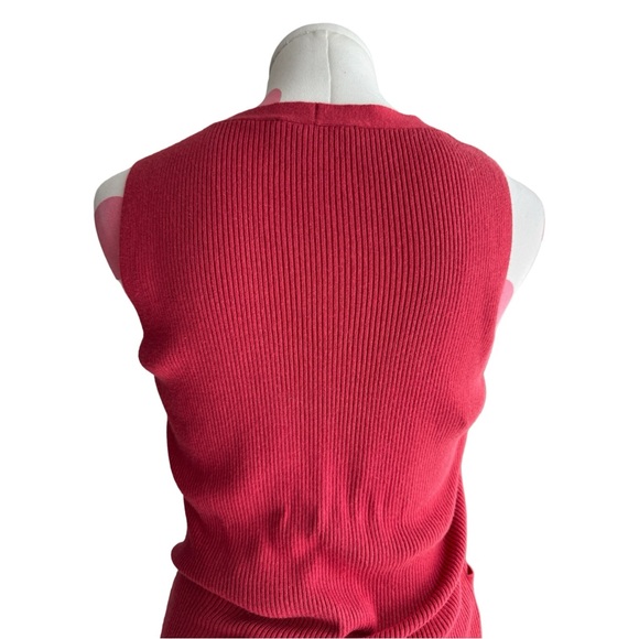Express Sleeveless Rib Knit Dress Midi Medium Dark Coral Red Orange - Picture 9 of 11